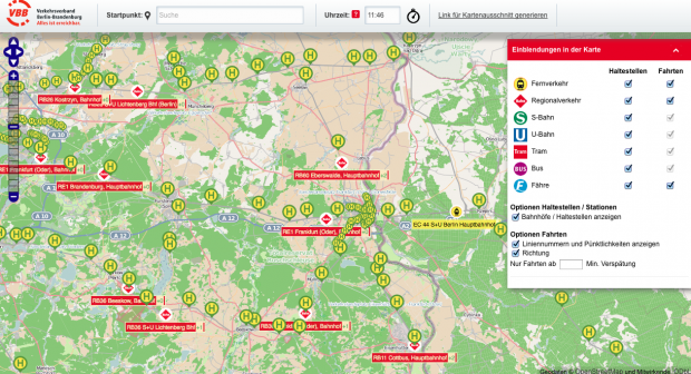 Umgebung rund um Frankfurt an der Oder (VBB/cc-by-sa 2.0 Openstreetmap.org/Screenshot: Golem.de)